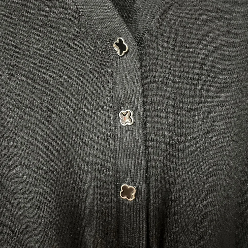 NWT New York & Company Black Sheer Puff Sleeve Button Cardigan, sz XL - Picture 7 of 8